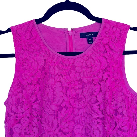 NWOT J. Crew Lace Hot Pink Peplum Sleeveless Top 00 XSmall - Picture 3 of 8